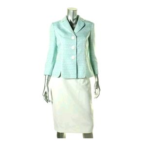New LE SUIT The Hamptons Textured Teal Green White